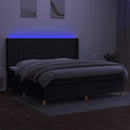 kontinentalseng med LED-lys 200x200 cm stof sort