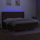 kontinentalseng med LED-lys 200x200 cm stof mørkebrun