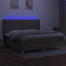 kontinentalseng med LED-lys 200x200 cm stof gråbrun