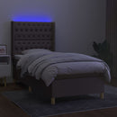 kontinentalseng med LED-lys 80x200 cm stof gråbrun