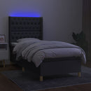 kontinentalseng med LED-lys 100x200 cm stof mørkegrå