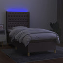 kontinentalseng med LED-lys 100x200 cm stof gråbrun