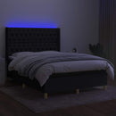 kontinentalseng med LED-lys 140x190 cm stof sort