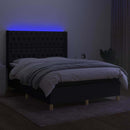 kontinentalseng med LED-lys 140x200 cm stof sort