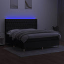 kontinentalseng med LED-lys 160x200 cm stof sort