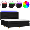 kontinentalseng med LED-lys 180x200 cm stof sort