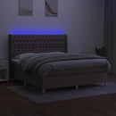 kontinentalseng med LED-lys 180x200 cm stof gråbrun