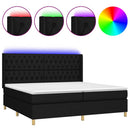 kontinentalseng med LED-lys 200x200 cm stof sort
