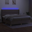 kontinentalseng med LED-lys 200x200 cm stof gråbrun