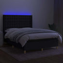 kontinentalseng med LED-lys 140x190 cm stof sort
