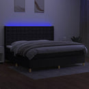 kontinentalseng med LED-lys 200x200 cm stof sort