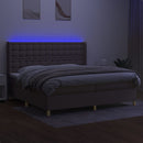 kontinentalseng med LED-lys 200x200 cm stof gråbrun