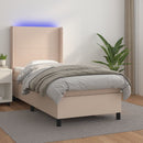 kontinentalseng med LED-lys 80x200 cm kunstlæder cappuccino
