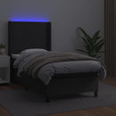 kontinentalseng med LED-lys 100x200 cm kunstlæder sort