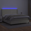 kontinentalseng med LED-lys 180x200 cm kunstlæder cremefarvet