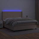 kontinentalseng LED-lys 180x200 cm kunstlæder cappuccinofarvet