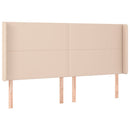 kontinentalseng LED-lys 180x200 cm kunstlæder cappuccinofarvet