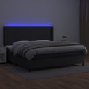 kontinentalseng med LED-lys 200x200 cm kunstlæder sort