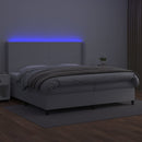kontinentalseng med LED-lys 200x200 cm kunstlæder hvid