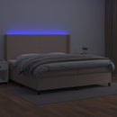 kontinentalseng LED-lys 200x200 cm kunstlæder cappuccinofarvet