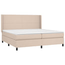 kontinentalseng LED-lys 200x200 cm kunstlæder cappuccinofarvet