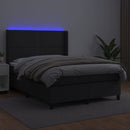 kontinentalseng med LED-lys 140x200 cm kunstlæder sort