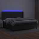 kontinentalseng med LED-lys 200x200 cm kunstlæder sort