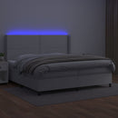 kontinentalseng med LED-lys 200x200 cm kunstlæder hvid