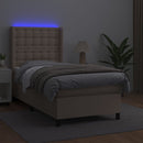 kontinentalseng med LED-lys 80x200 cm kunstlæder cappuccino