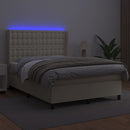 kontinentalseng med LED-lys 140x190 cm kunstlæder cremefarvet