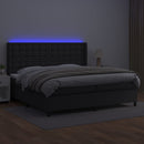 kontinentalseng med LED-lys 200x200 cm kunstlæder sort