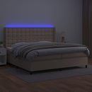 kontinentalseng LED-lys 200x200 cm kunstlæder cappuccinofarvet