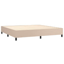 kontinentalseng LED-lys 200x200 cm kunstlæder cappuccinofarvet
