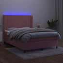 kontinentalseng med LED-lys 140x190 cm fløjl lyserød