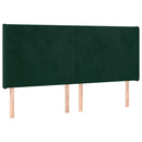 kontinentalseng med LED-lys 160x200 cm fløjl mørkegrøn