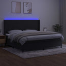 kontinentalseng med LED-lys 200x200 cm fløjl sort