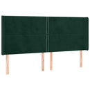 kontinentalseng med LED-lys 200x200 cm fløjl mørkegrøn