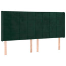 kontinentalseng med LED-lys 160x200 cm fløjl mørkegrøn