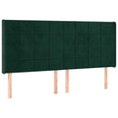 kontinentalseng med LED-lys 200x200 cm fløjl mørkegrøn