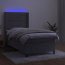 kontinentalseng med LED-lys 80x200 cm velour lysegrå