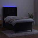 kontinentalseng med LED-lys 90x200 cm fløjl sort
