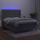 kontinentalseng med LED-lys 140x190 cm velour lysegrå
