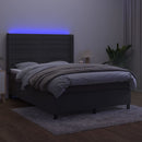 kontinentalseng med LED-lys 140x190 cm fløjl mørkegrå