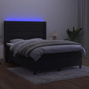 kontinentalseng med LED-lys 140x190 cm fløjl sort