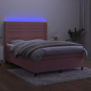 kontinentalseng med LED-lys 140x190 cm fløjl lyserød