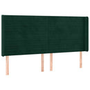 kontinentalseng med LED-lys 180x200 cm fløjl mørkegrøn