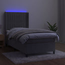 kontinentalseng med LED-lys 80x200 cm velour lysegrå