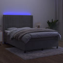 kontinentalseng med LED-lys 140x190 cm velour lysegrå