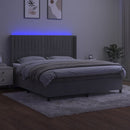 kontinentalseng med LED-lys 180x200 cm fløjl lysegrå