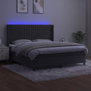 kontinentalseng med LED-lys 180x200 cm fløjl mørkegrå
